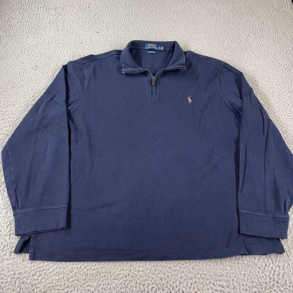 Vintage Polo Ralph Lauren Quarter Zip‎ – Classic Preppy Essentials Navy Blue XL